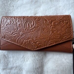 Kane-M Elegant Brown Leather Embossed Women's Walllet